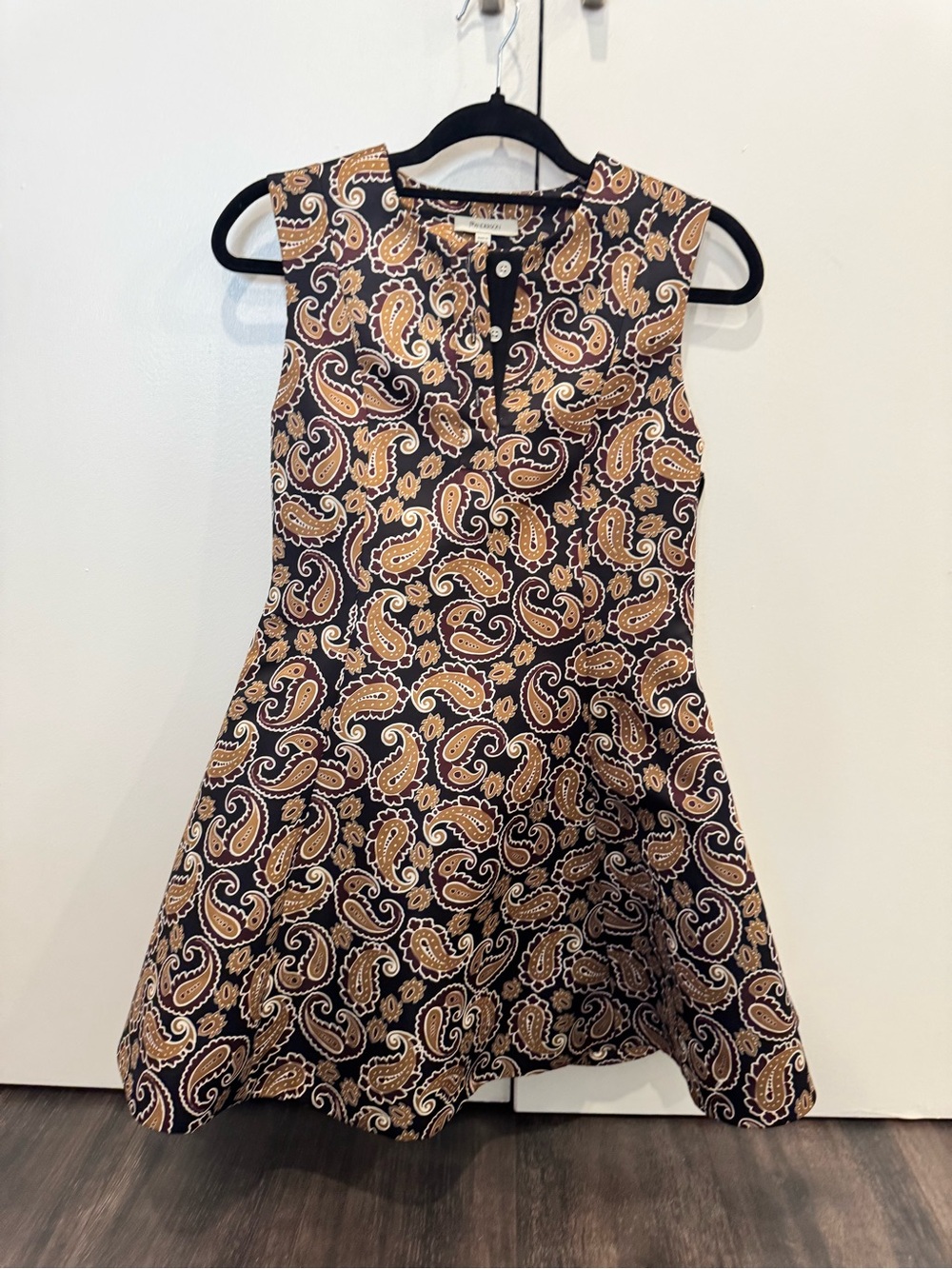 JW ANDERSON Black & Tan Paisley Sleeveless Mini Dress
